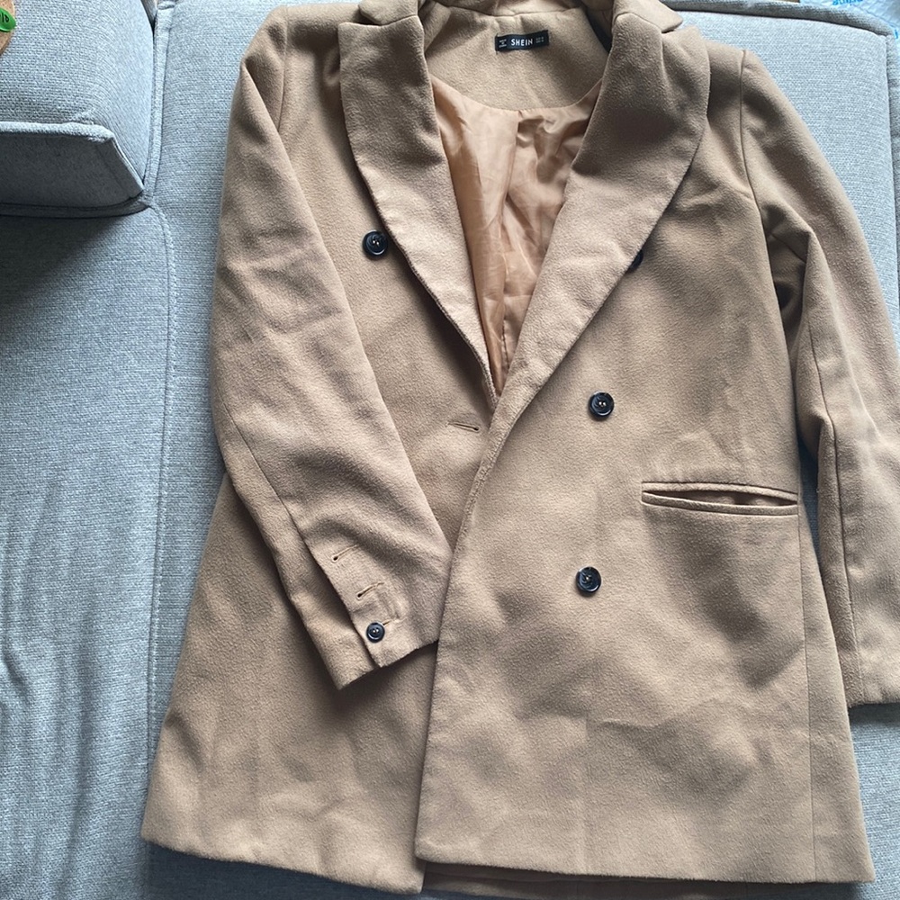 Tan double breasted coat